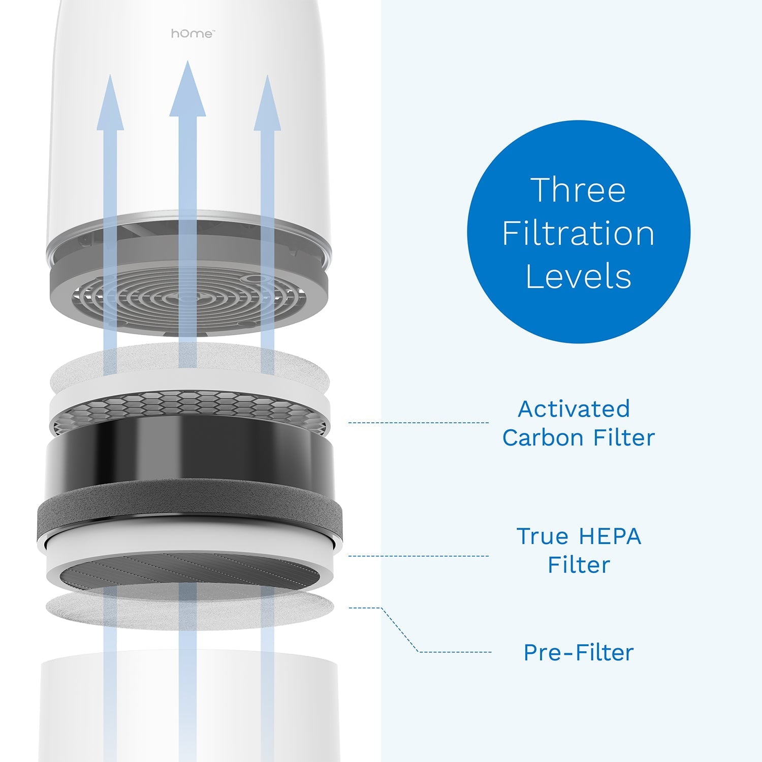 hOmeLabs True HEPA Air Purifier with H13 Filter - Removes 99.97% of Airborne Particles with Activated Carbon and 3-Stage Filtration to Significantly Improve Indoor Air Quality