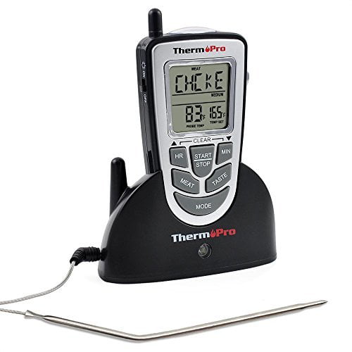 ThermoPro TP09 Electric Wireless Remote Digital Food Cooking Meat BBQ Grill Oven Smoker Thermometer / Timer, 300 Feet Range