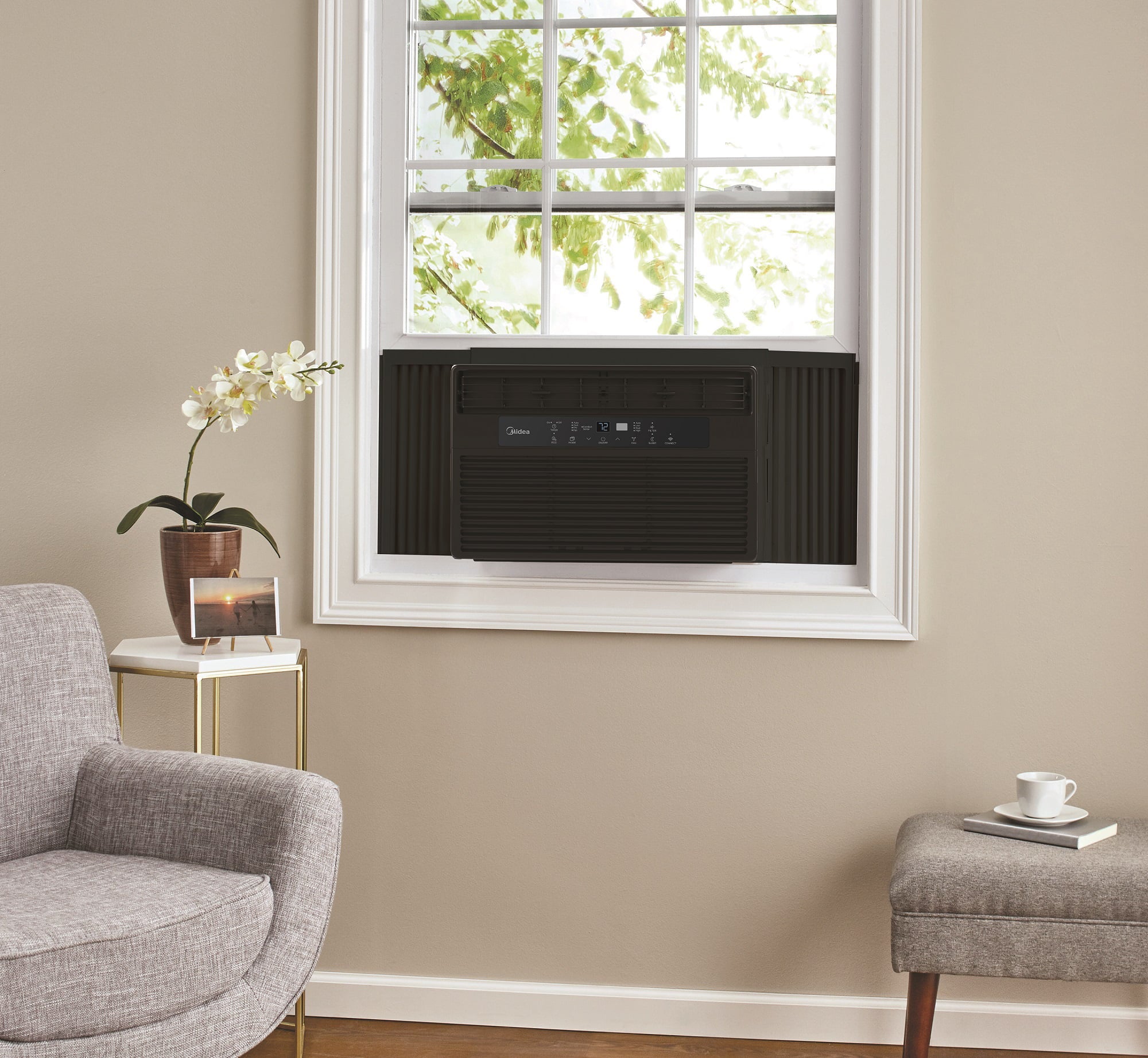 Midea 8,000 BTU 115V Smart Window Air Conditioner with Comfort Sense Remote, Black, MAW08S1WBL