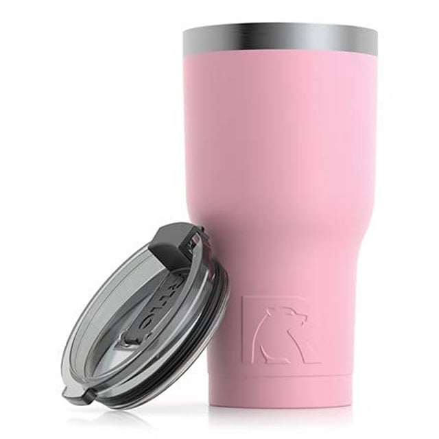 RTIC 20 oz Insulated Tumbler Stainless Steel Coffee Travel Mug with Lid, Spill Proof, Hot Beverage and Cold, Portable Thermal Cup for Car, Camping, Flamingo