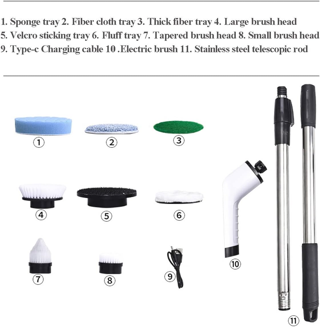 MGLSDeet Electric Spin Scrubber Rechargeable Cleaning Brush with 7 Replaceable Brush Heads, Cordless and Portable Power Scrubber, Electric Bathroom Scrubber for Cleaning Tile, Window, Floor, Tub, Car