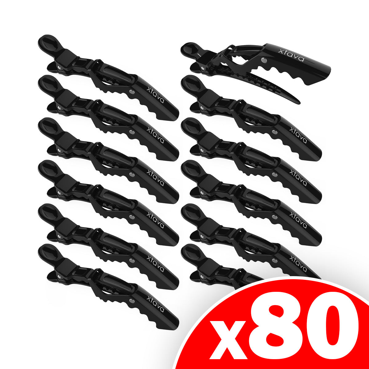 Xtava Styling Hair Clips for Women - 12 pcs Professional Plastic Hair Sectioning Clips, 80 Pack