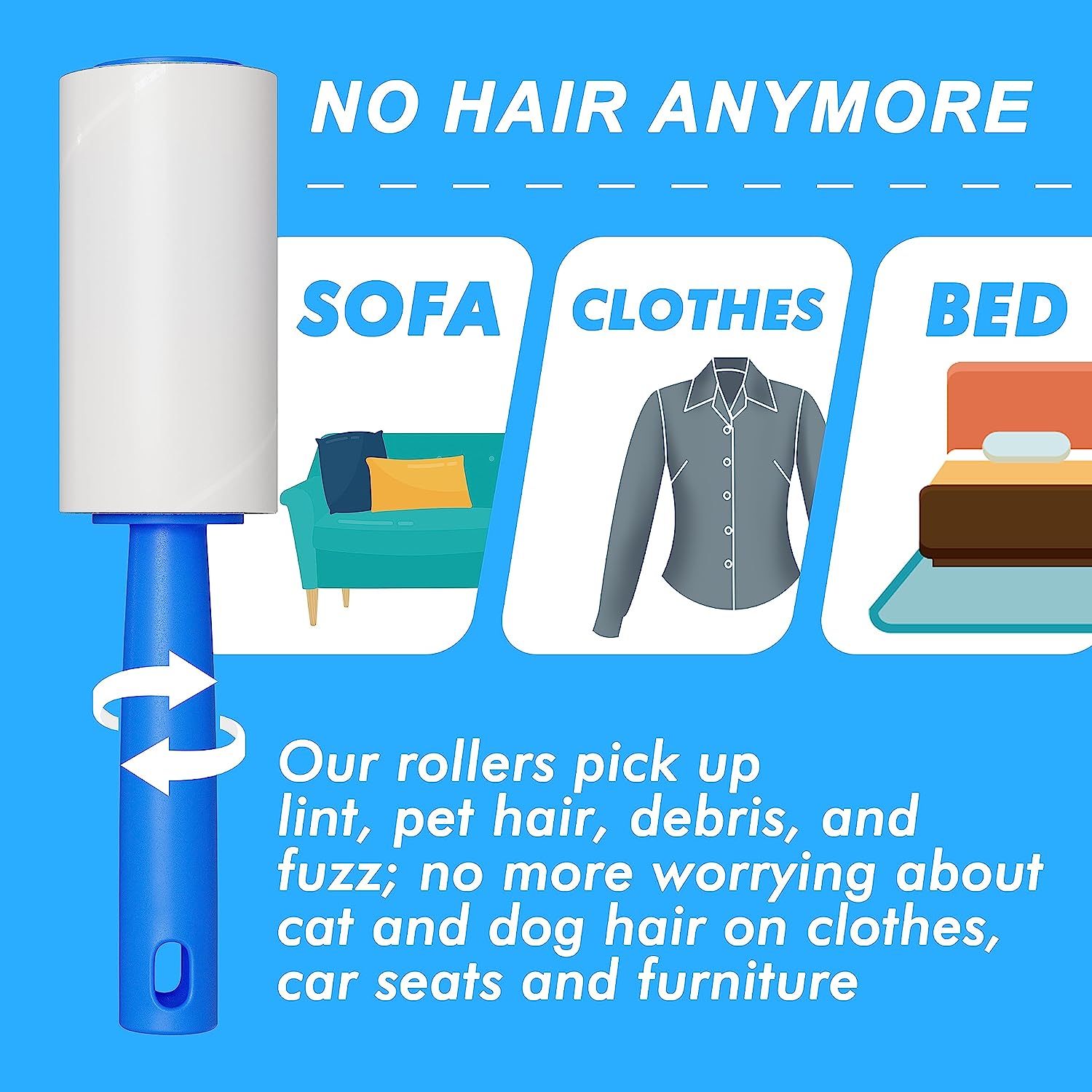 : 	Lint Rollers for Pet Hair Extra Sticky, 800 Sheets (8 Rollers) Mega Value Set Lint Roller with 2 Upgraded Handles