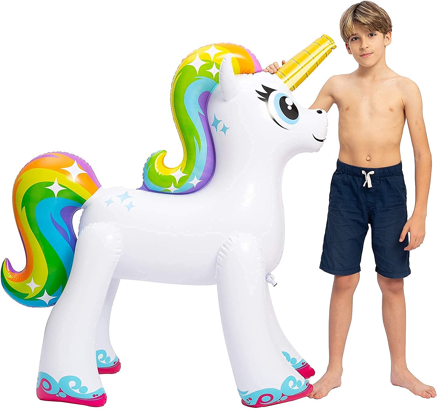 48'' Inflatable Unicorn Yard Sprinkler, Inflatable Water Toy, Summer Outdoor Fun, Lawn Sprinkler Toy for Kids