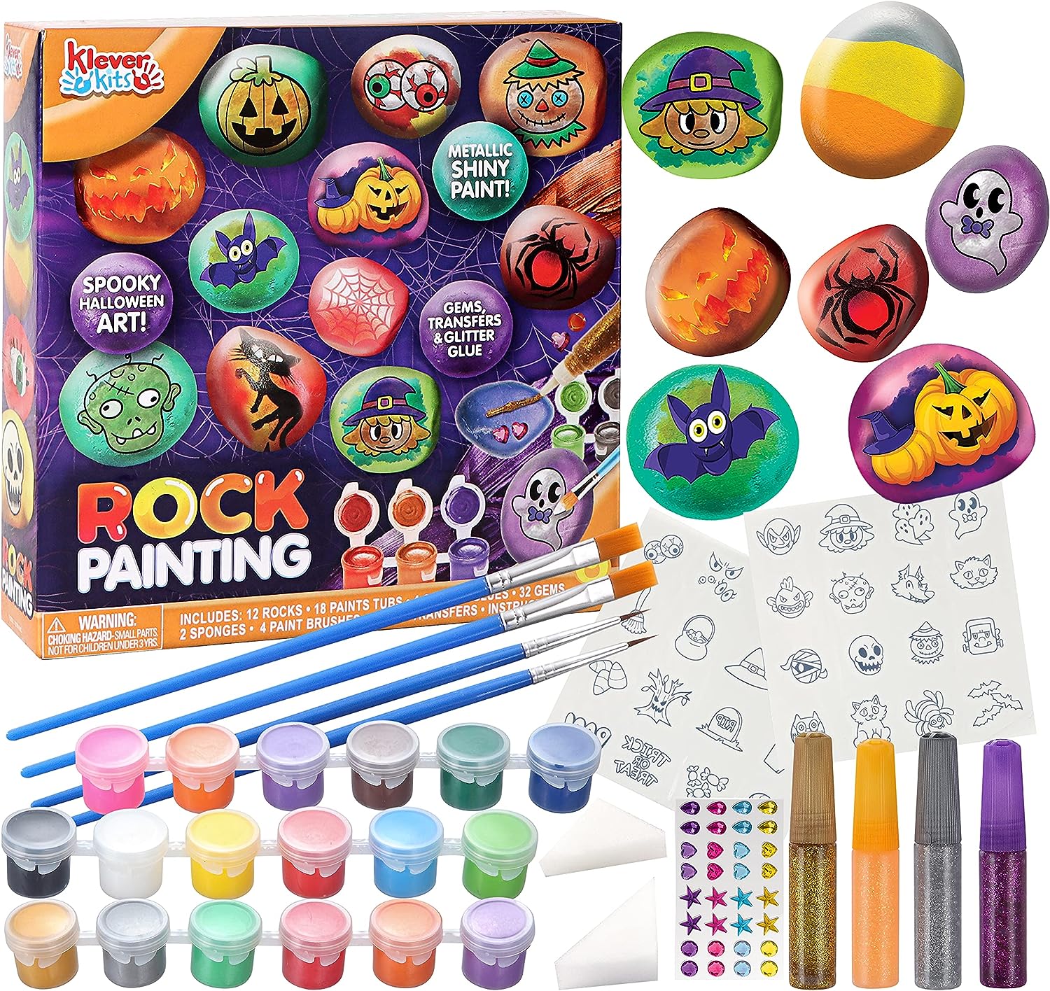 Joyin Klever Kits Halloween Rock Painting Kit for Kids, 2 Pack