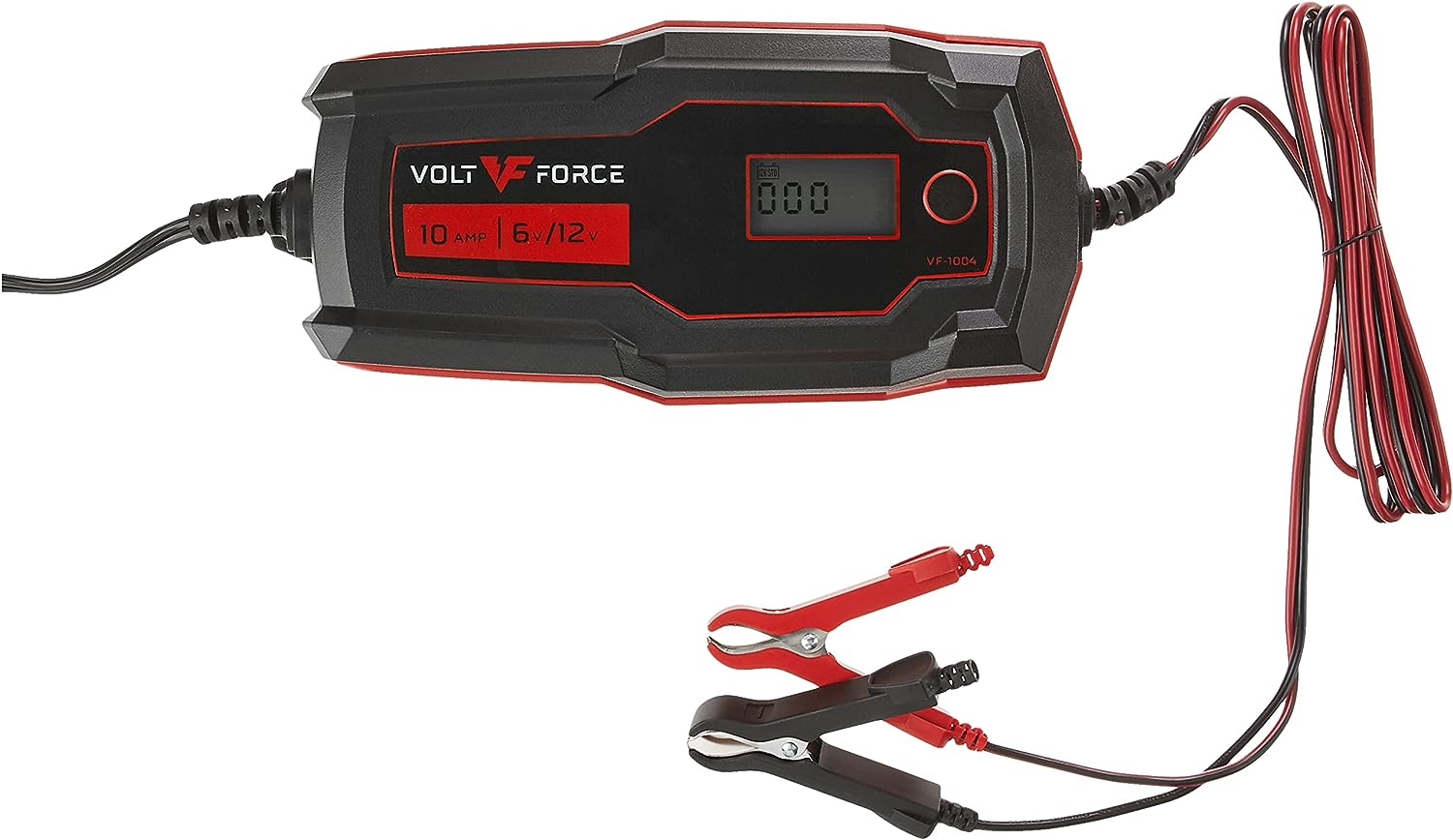 VoltForce 10A Battery Charger and Maintainer: Fully Automatic 6V and 12V Automotive Battery Charger for Cars, Motorcycle, ATVs, and More - Smart Battery Chargers VF-1004 6V & 12V 10 AMP