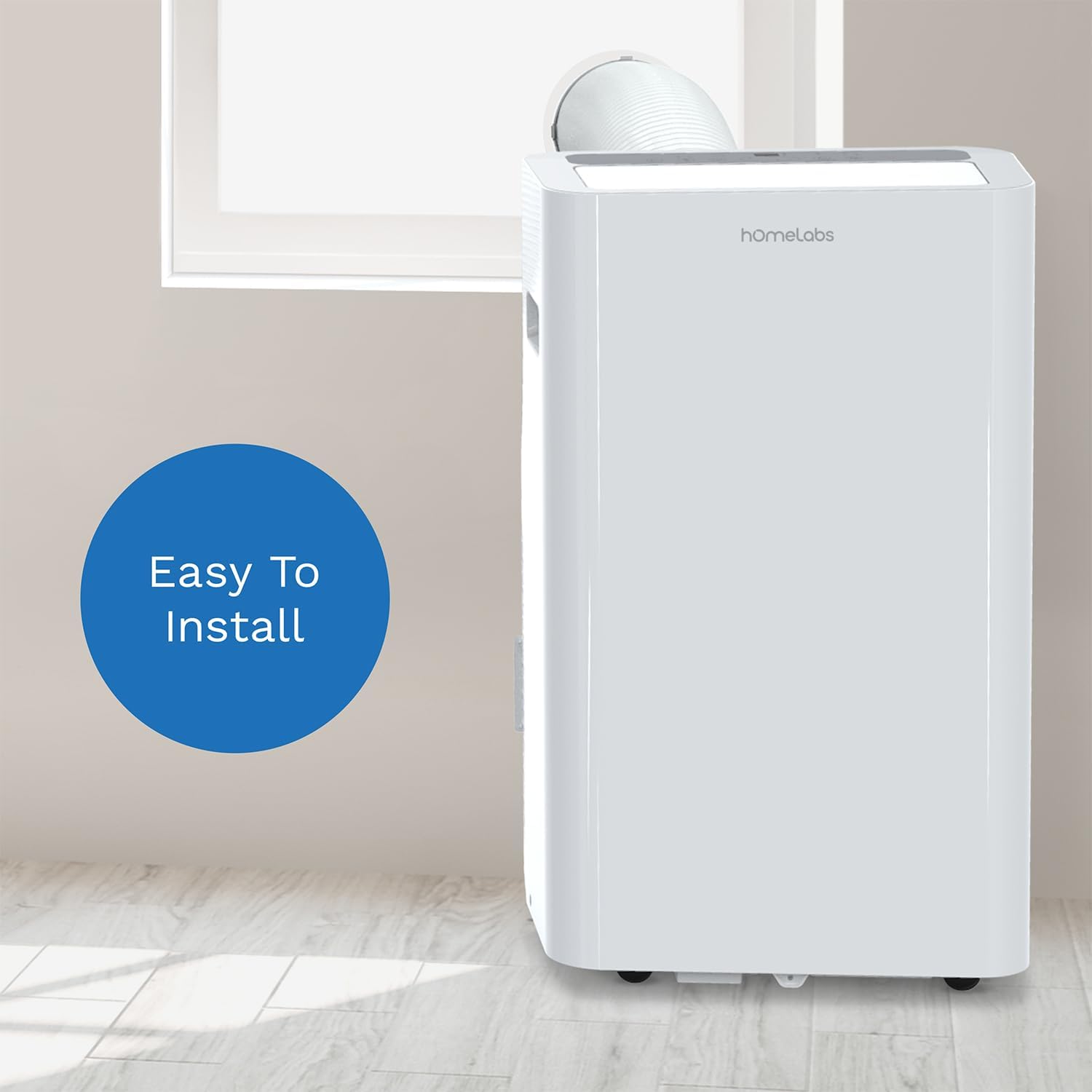 hOmeLabs 12000 BTU Portable Air Conditioner (new CEC 8000 BTU) - Quiet AC Unit Cools Rooms 300-450 Square Feet - with Wheels, Washable Filter, Remote Control and LED Indicator Lights