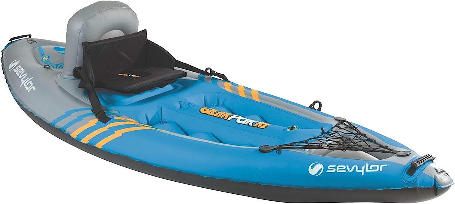 Sevylor QuickPak K1 1-Person Inflatable Kayak, Folds into Backpack with 5-Minute Setup, Hand Pump & Paddle Included