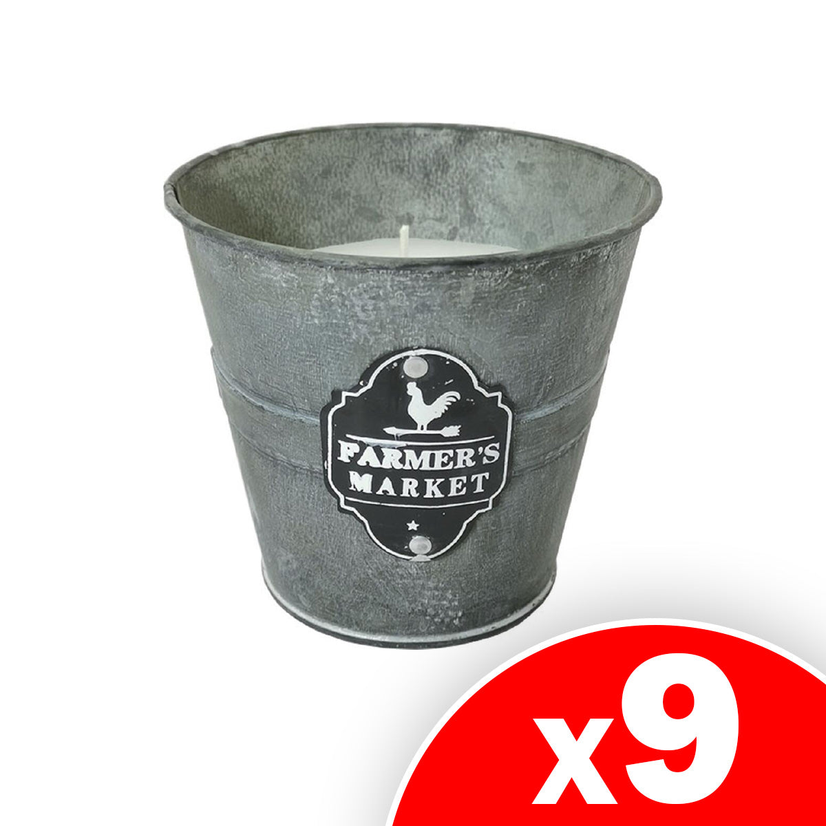 Patio Essentials 8 oz. Farmer's Market Citronella Bucket Candle, 9 Pack
