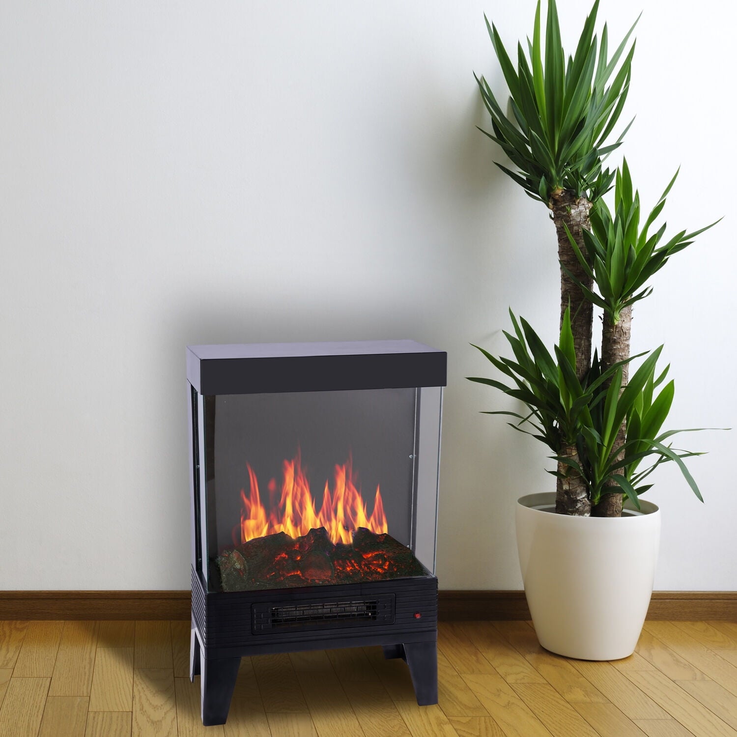 LifeSmart Contemporary Heater Stove with 3-Sided Flame View | 2 Heat Settings | Realistic Flame With or Without Heat | Indoor Supplemental Heating for Living Room, Basement, Garage, Office | HT1923