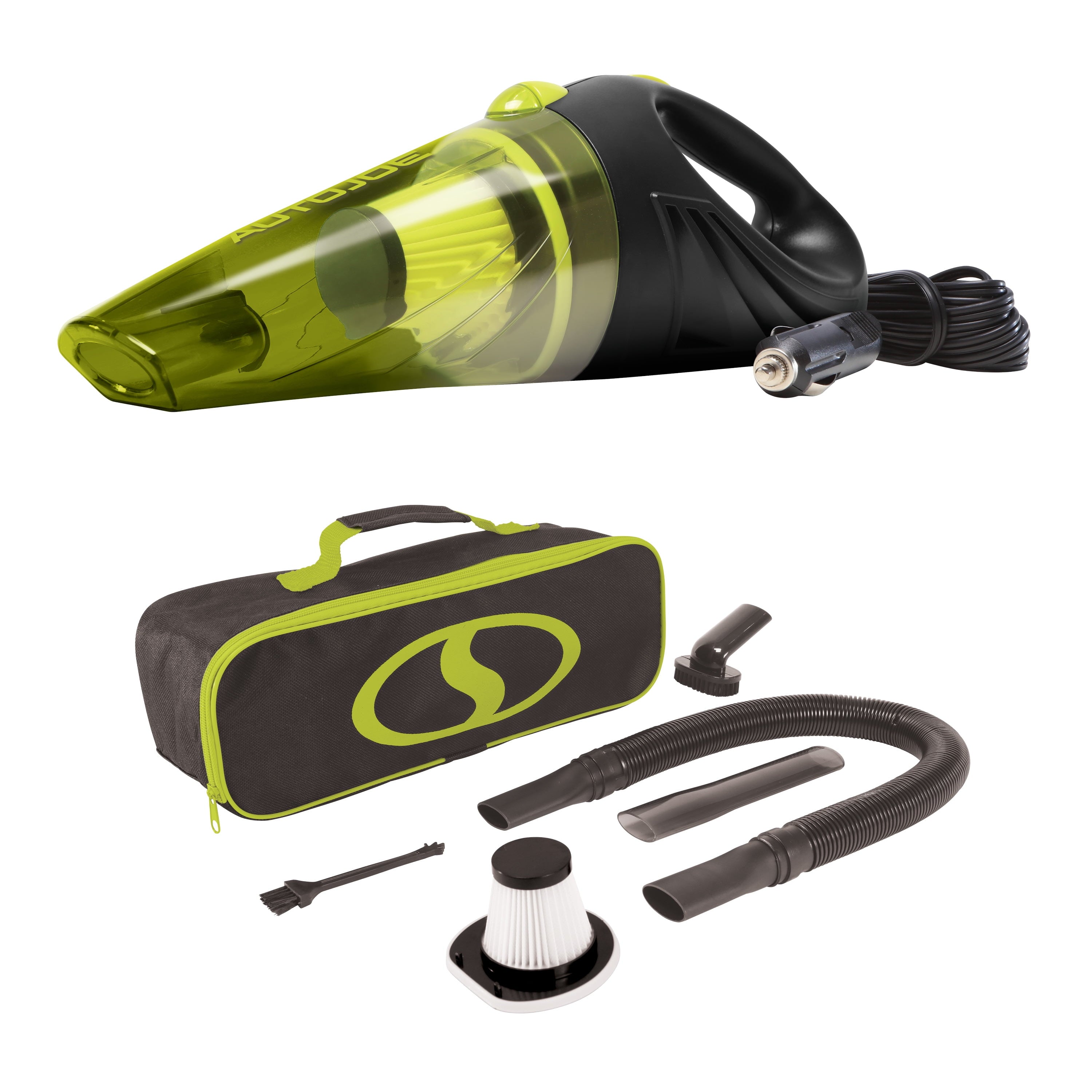 Sun Joe Auto Joe 12-Volt Portable Handheld Car Vacuum Cleaner, HEPA Filters & Storage Bag, Detailing Kit