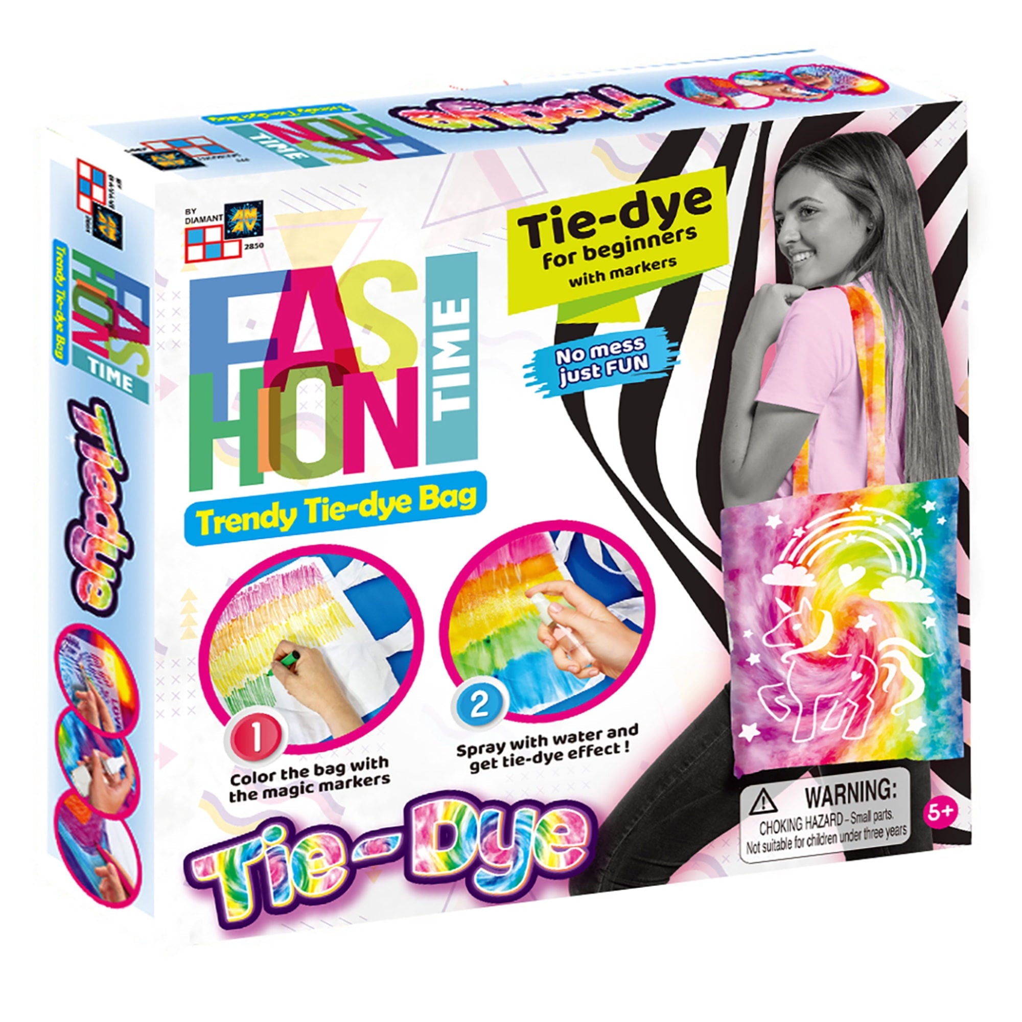 AMAV Fashion Time Trendy Tie Dye Bag, A Creative and Fashionable Activity Kit, Children Ages 8 Years and Up