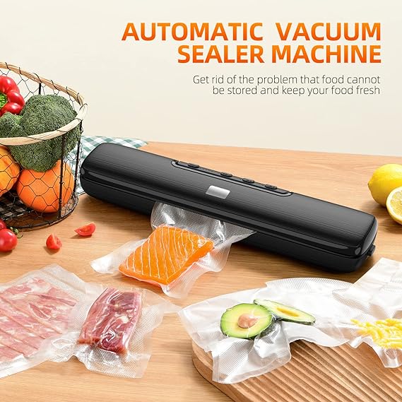 FOCHEA-Vacuum Sealer Machine - Food Vacuum Sealer Automatic Air Sealing System for Food Storage Dry and Moist Food Modes Compact Design