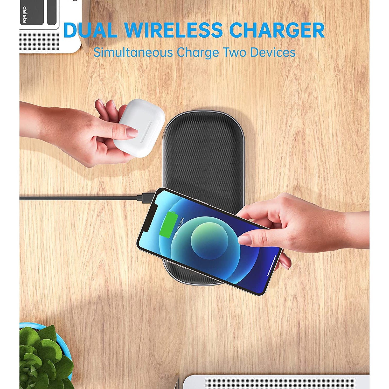 Choetech Dual Wireless Charger, QI Certified 5 Coils Fast Wireless Charging Pad, 2 Pack