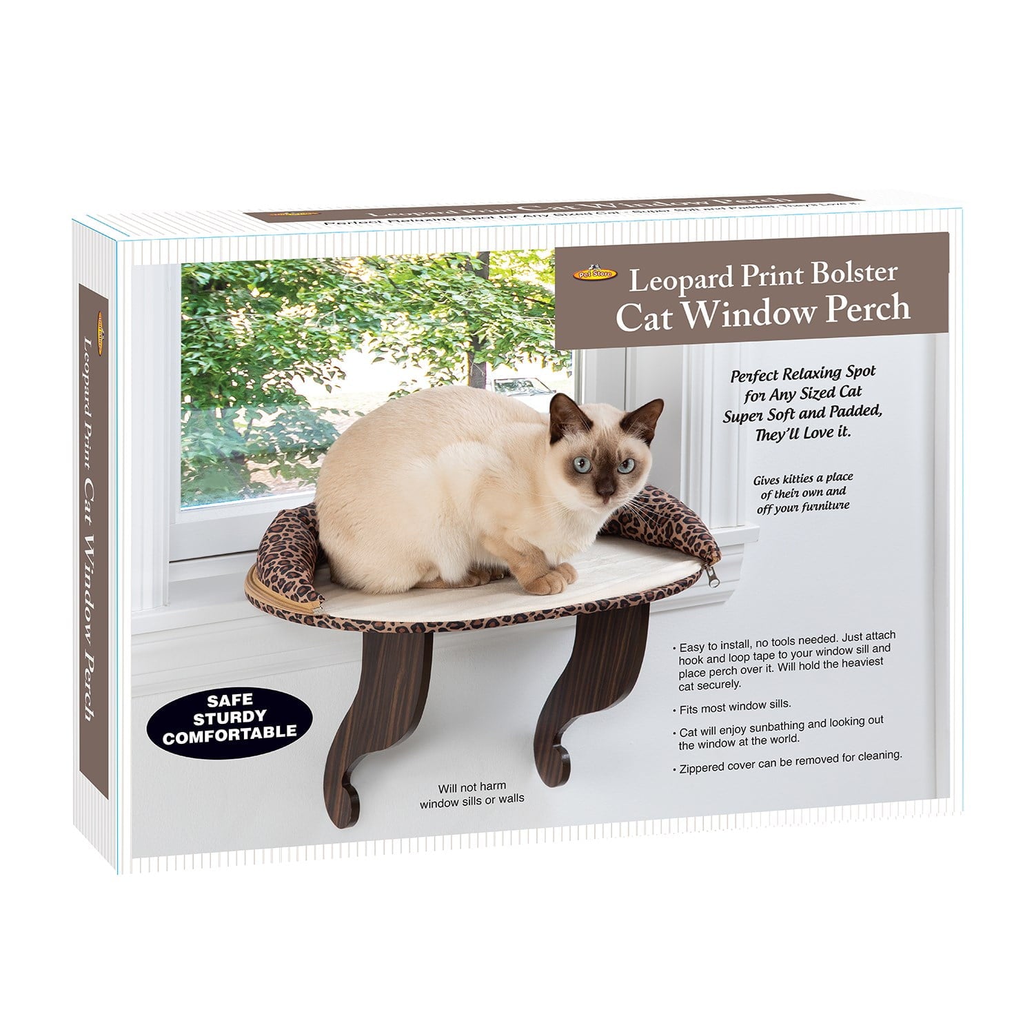 ETNA Products- Leopard Print Bolster Cat Window Perch