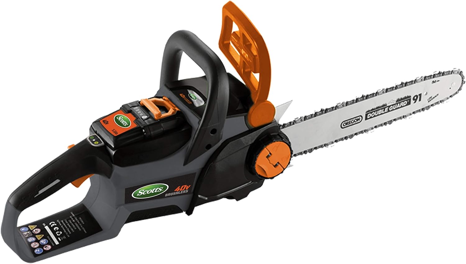 Scotts LCS31140S 14 in. 40-Volt Lithium Ion Cordless Chainsaw, 2Ah Battery and Charger Included