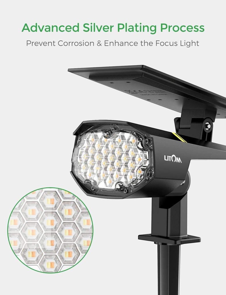 Litom 30 LED outdoor Solar Pro Landscape Light, 2 Pack