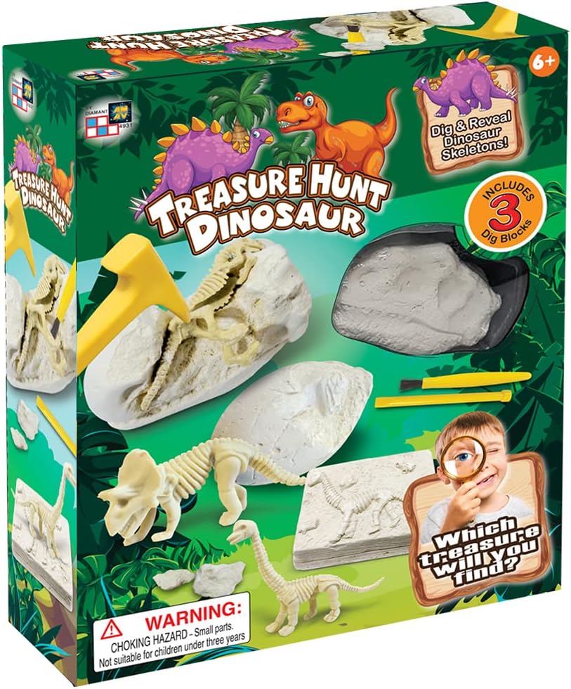 AMAV Toys Treasure Hunt Dinosaur Theme  dig Blocks with Creative Surprise in Each Block. Get Your Dinosaur Out of The Blocks, Paleontology Archaeology Excavation Kit. Age 6 and Above.