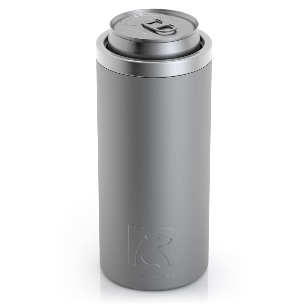 RTIC Skinny Can Cooler, Fits all 12oz Slim Cans, Insulated Stainless Steel, Sweat-Proof, Keeps Cold Longer, Graphite