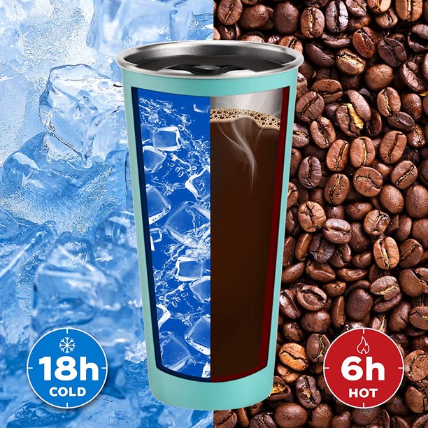 Swiss+Tech 16oz Stainless Steel Cups with lids, 2 Pack Double Wall Pint Cups, Insulated Tumbler with Lid, Unbreakable Durable Cups (Black & Turquoise)