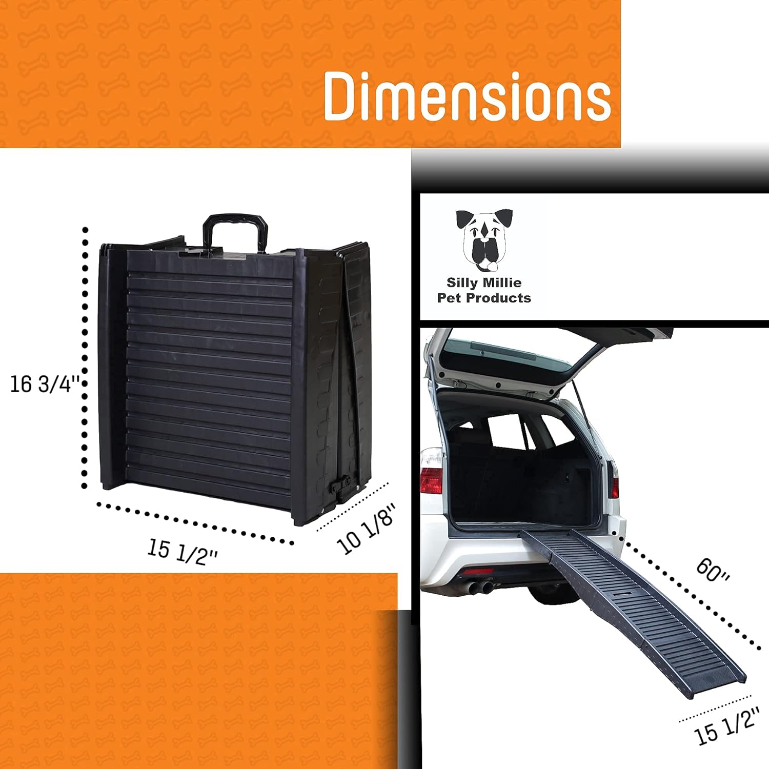 Silly Millie Compact Folding Pet Ramp for Your Dog & Cat. Great for Cars, Trucks and SUVs