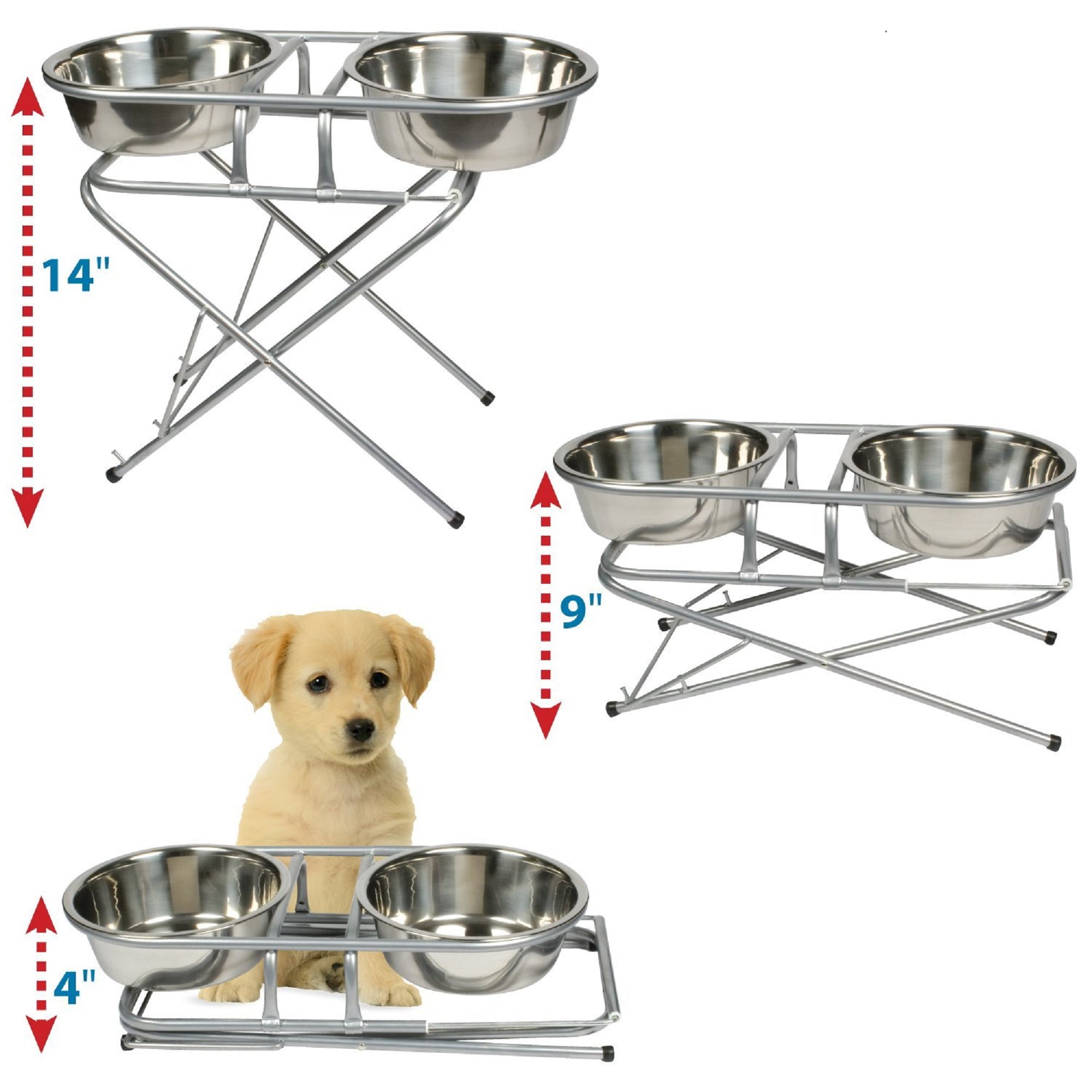 Etna Products Pet Store 3738 3 Step Adjustable Elevated Dog & Cat Bowls