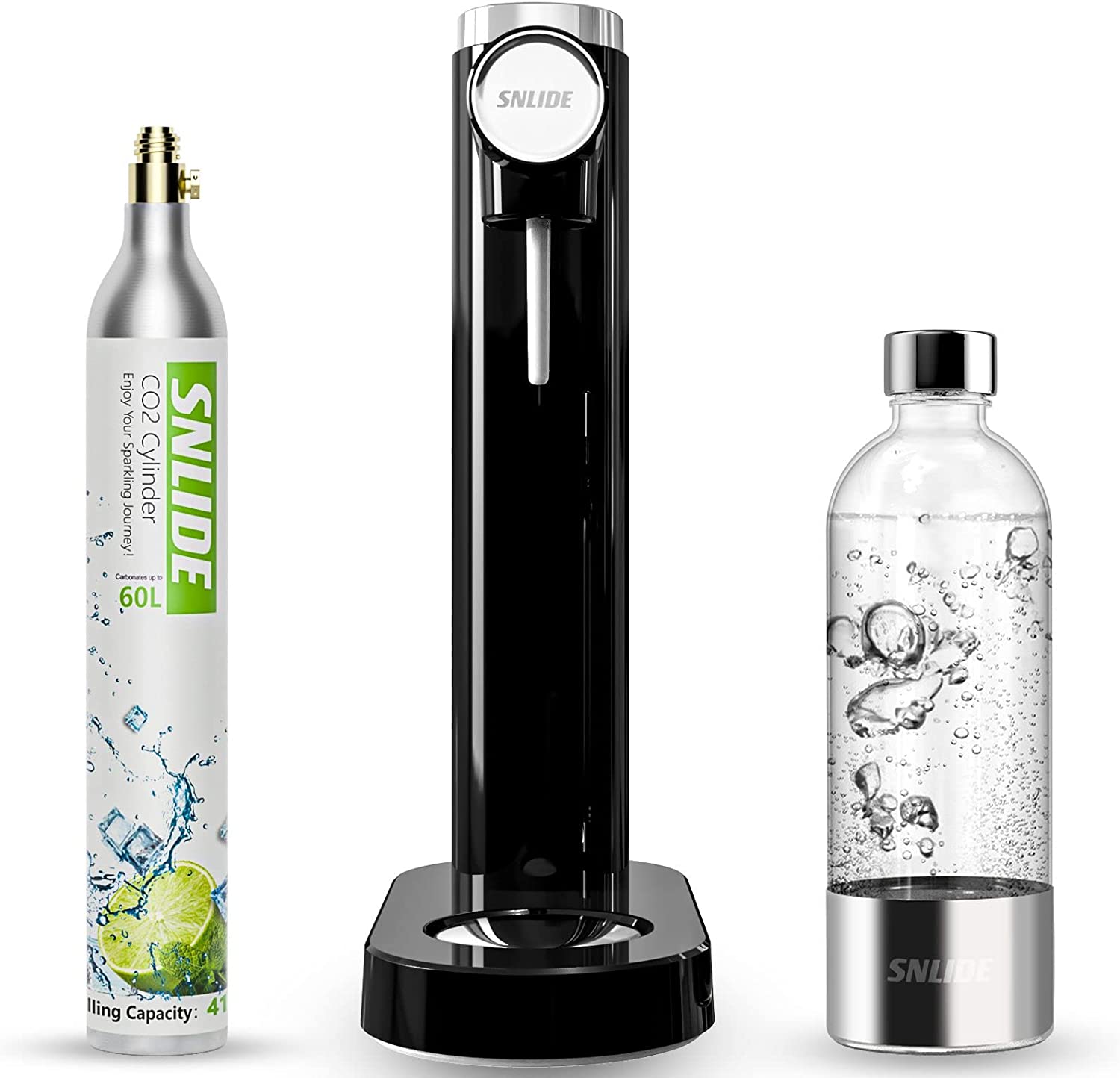 SNLIDE Soda Water Machine with 1000ML Bottle, DIY Stickers and One 60L CO2 Exchange Carbonator