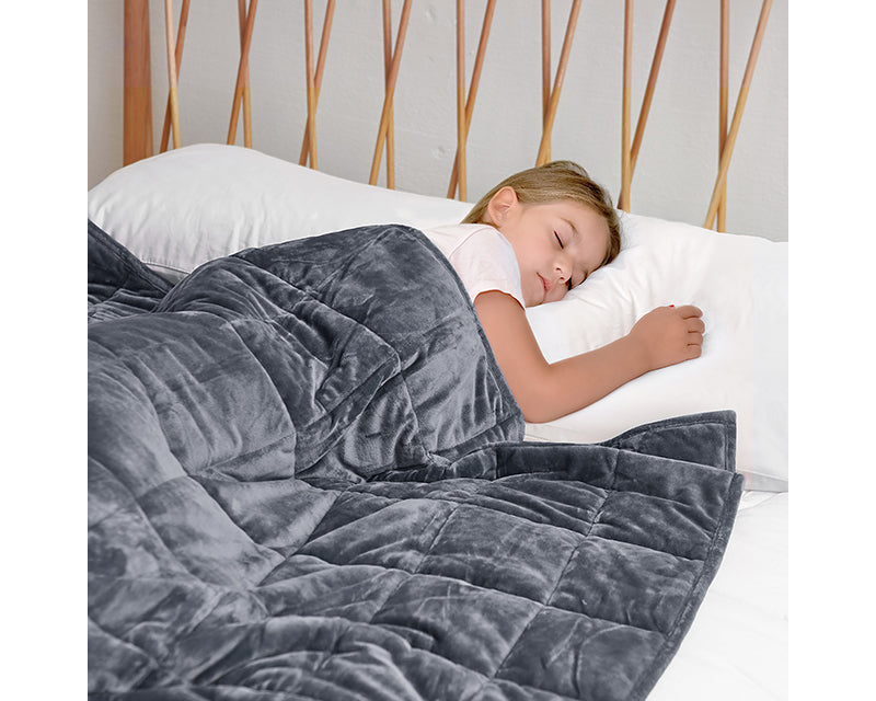 Sedona House 7 lb. Silky Velvet Weighted Blanket for Kids, Reversible & Machine Washable blanket, Dark Grey, 41X60 inches