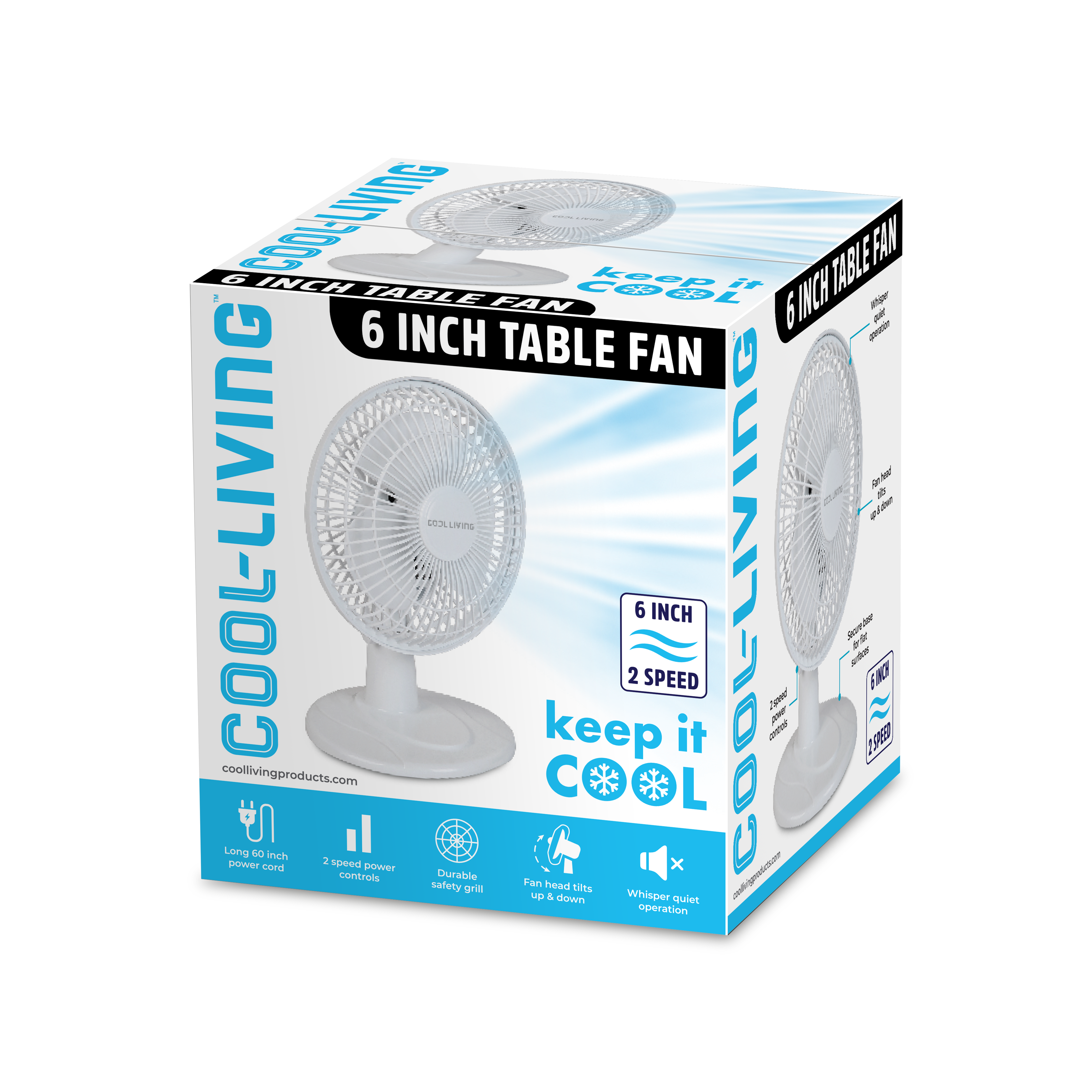 6" Electric Portable, Quiet, Indoor 2-Speed Desk Fan with Fully Adjustable Tilt, Ideal for Home, Bedroom, Dorm & Office