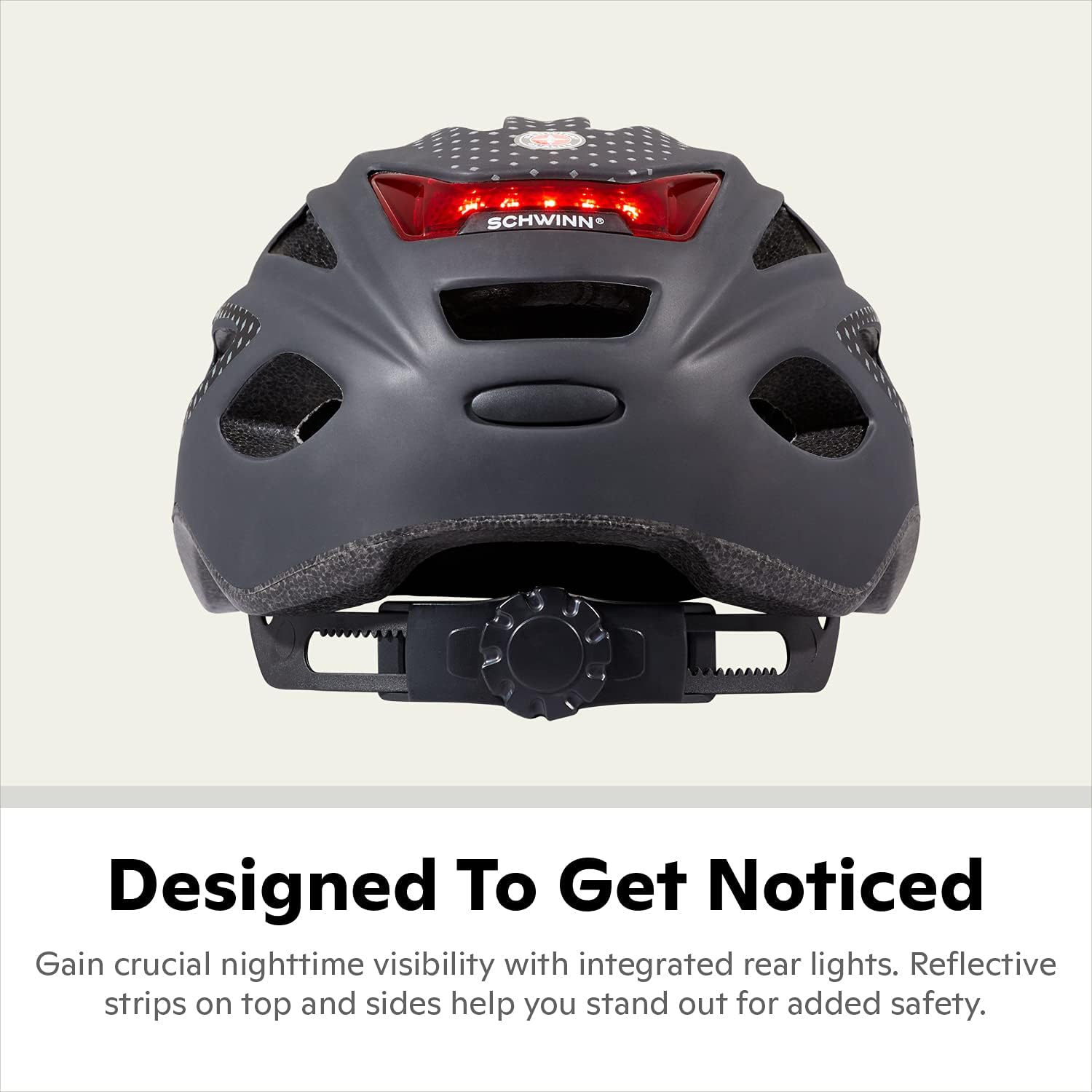 Schwinn Beam LED Lighted Bike Helmet with Reflective Design for Adults, 360 Degree Comfort System, Dial-Fit Adjustment, Removable Visor, Fits Head Circumferences 22.88-24.5 Inches Matte Black