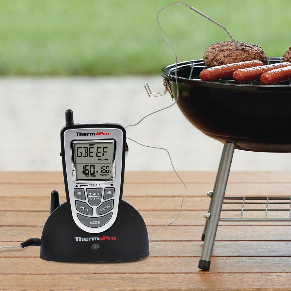 ThermoPro TP09 Electric Wireless Remote Digital Food Cooking Meat BBQ Grill Oven Smoker Thermometer / Timer, 300 Feet Range