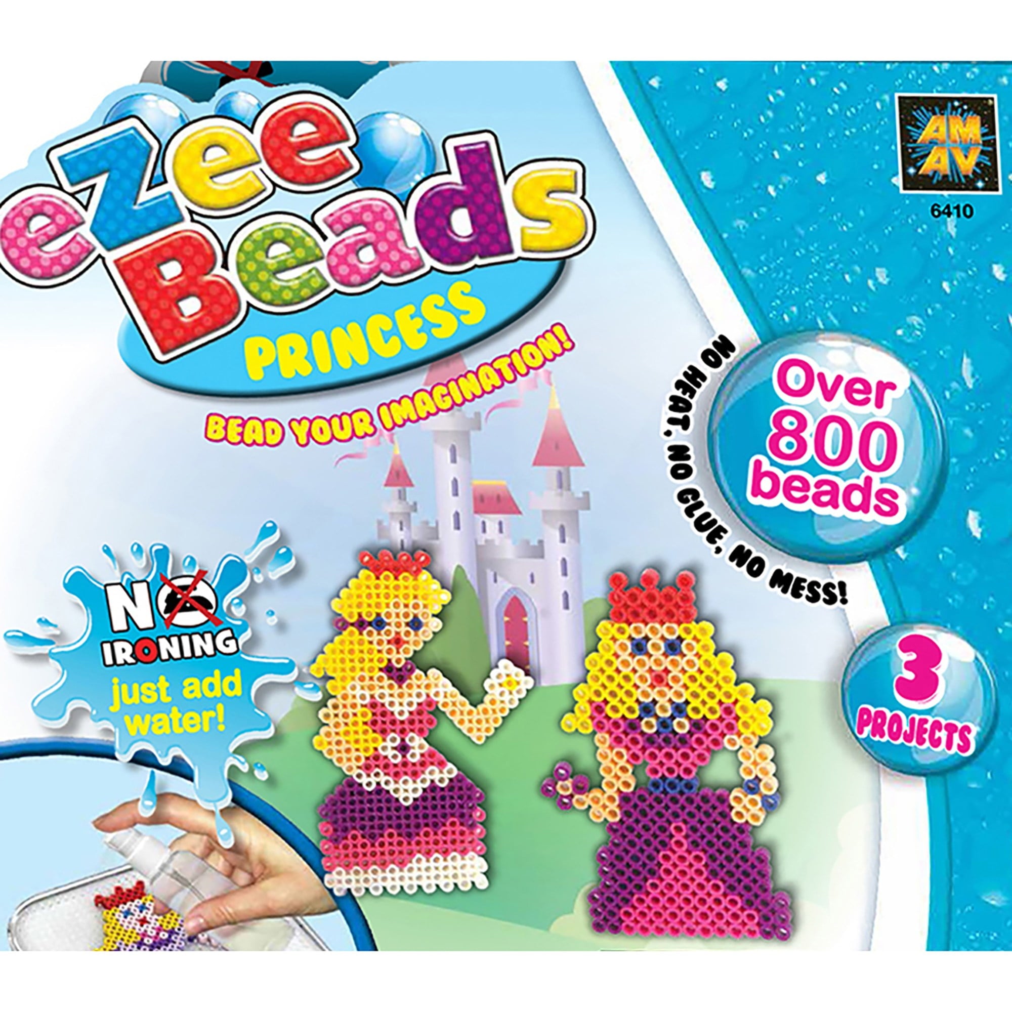 AMAV EZ Beads Princess-800 Beads Set, Craft Kit to Create Fun and Easy Bead Projects, Children Ages 5 and Up