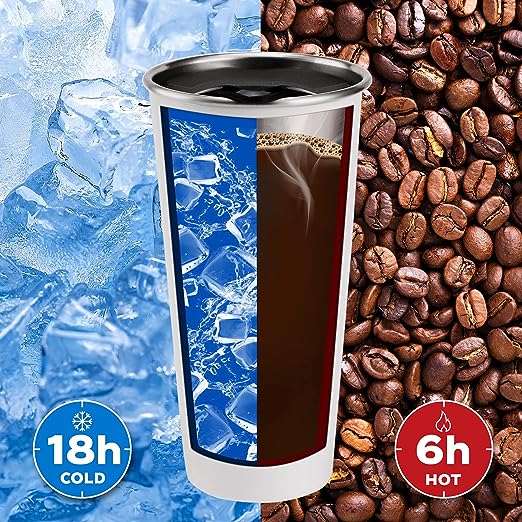 Swiss+Tech 16oz Stainless Steel Cups with lids, 2 Pack Double Wall Pint Cups, Insulated Tumbler with Lid, Unbreakable Durable Cups (Red & White)