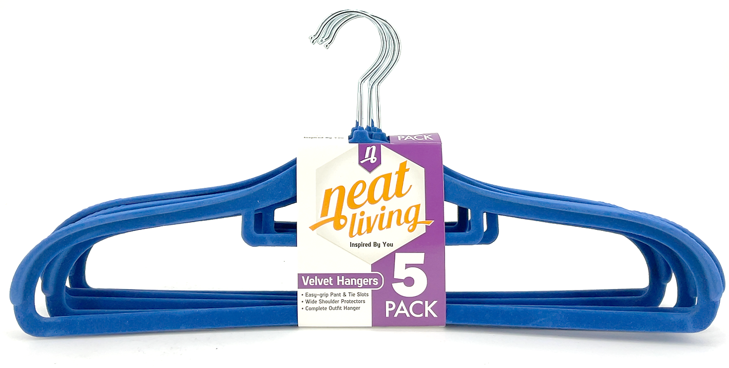Neat Living Premium Velvet Non Slip Hangers (Pack of 5)