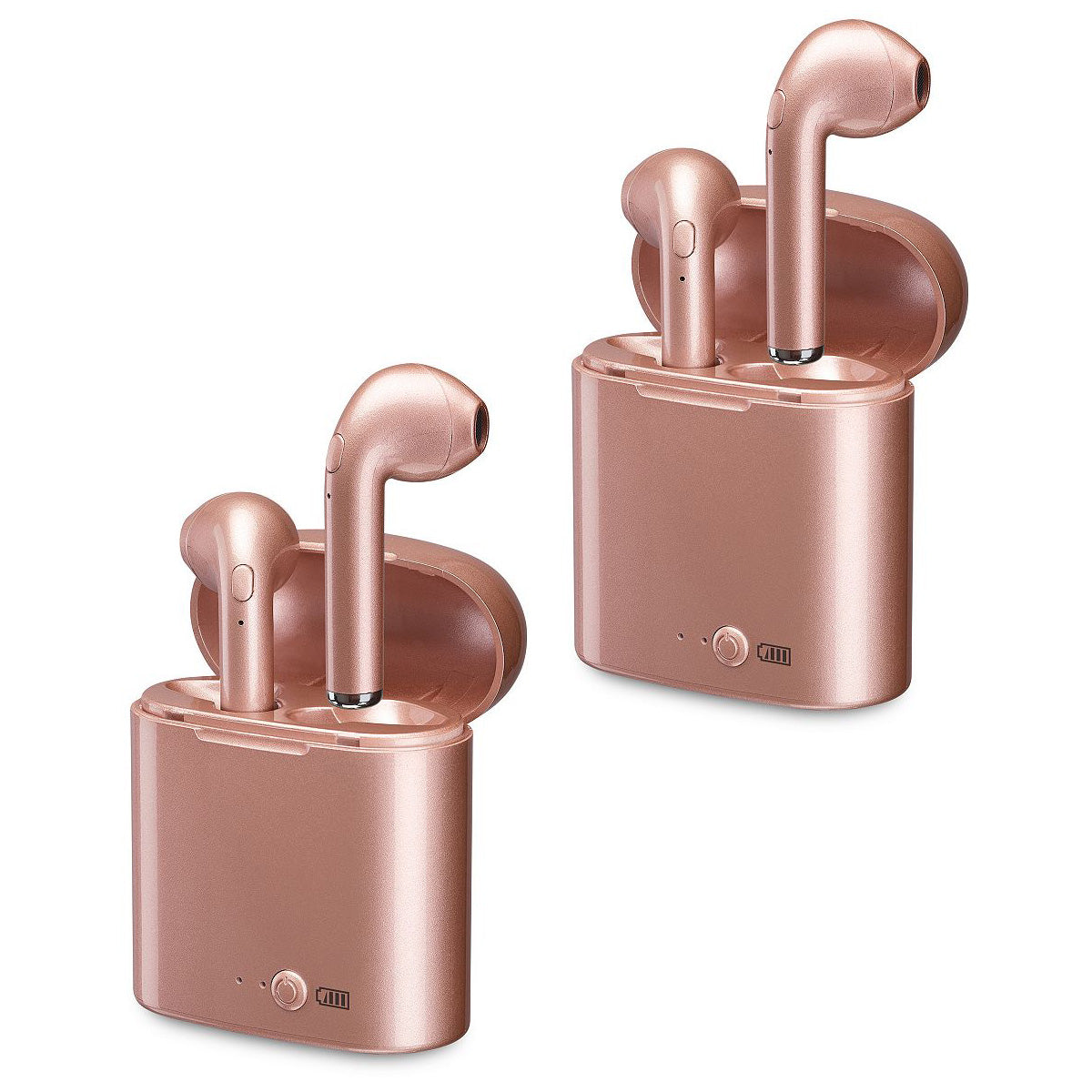 Travelocity Platinum Series Rose Gold TRUE WIRELESS Earbuds with Charging Case, 2 Pack