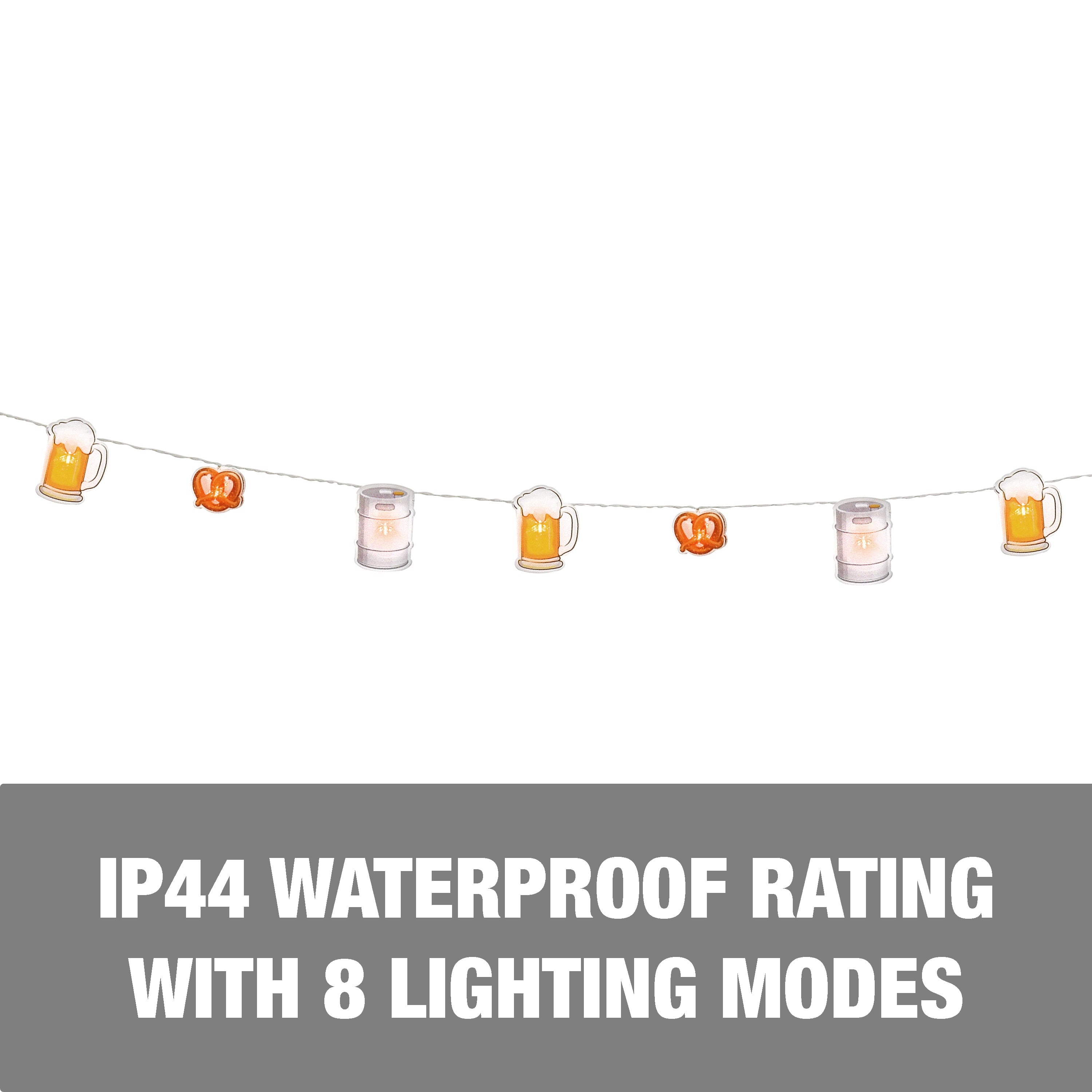 Bliss Hammocks 12 Ft Themed String Lights w/ Hanging Clips, 20 LEDs & Remote (Beer & Pretzel)