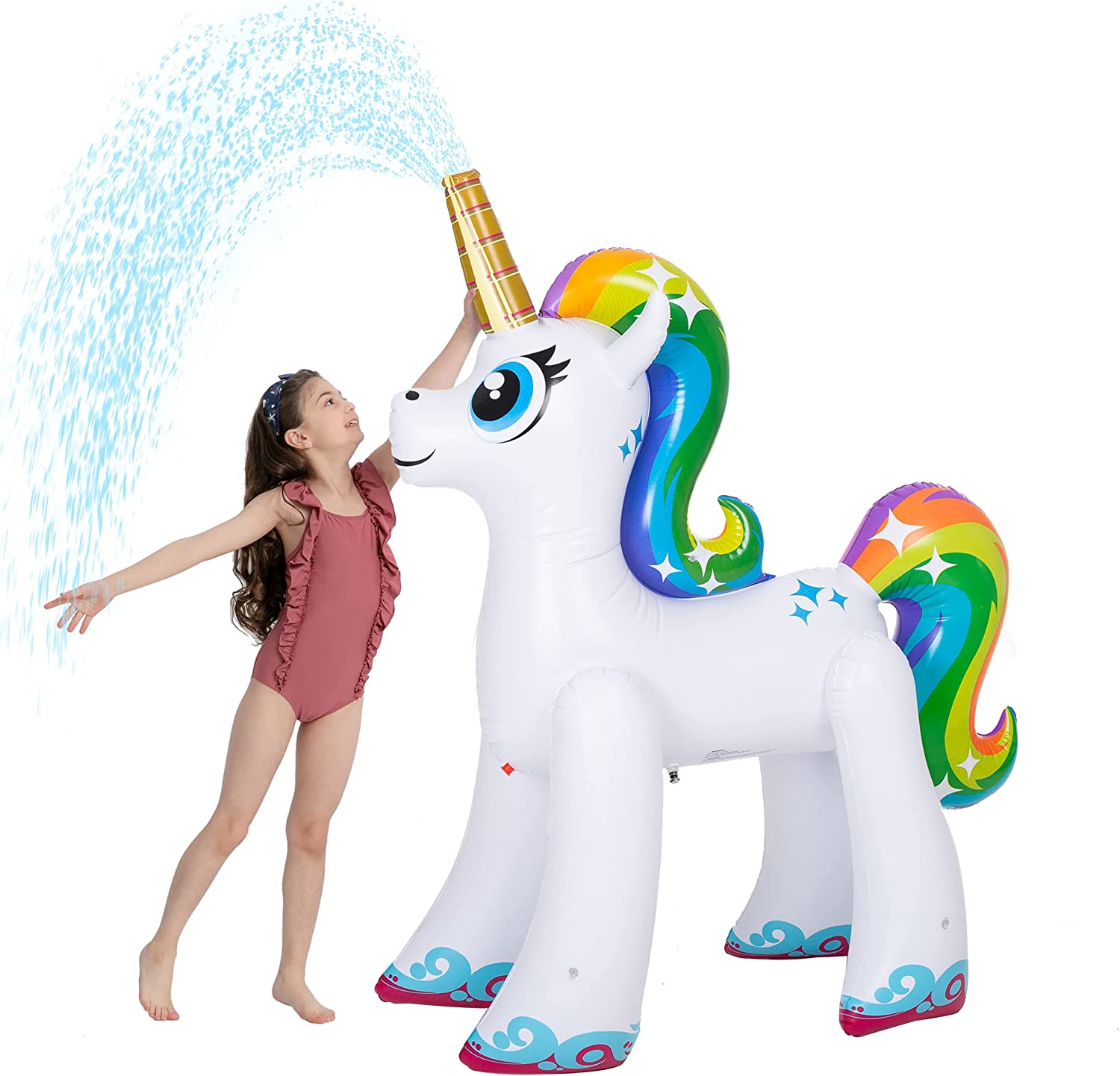 48'' Inflatable Unicorn Yard Sprinkler, Inflatable Water Toy, Summer Outdoor Fun, Lawn Sprinkler Toy for Kids