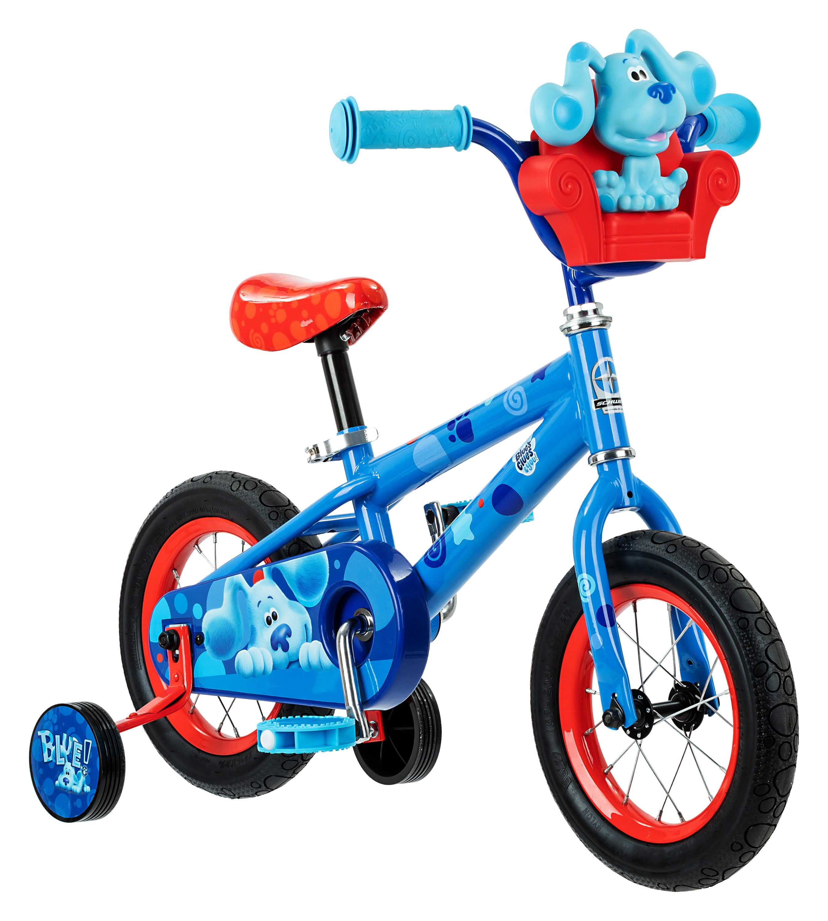 Schwinn Nickelodeon Blue's Clues Kids Bike, 12-Inch Wheel, Ages 2 to 4, with Training Wheels, Blue