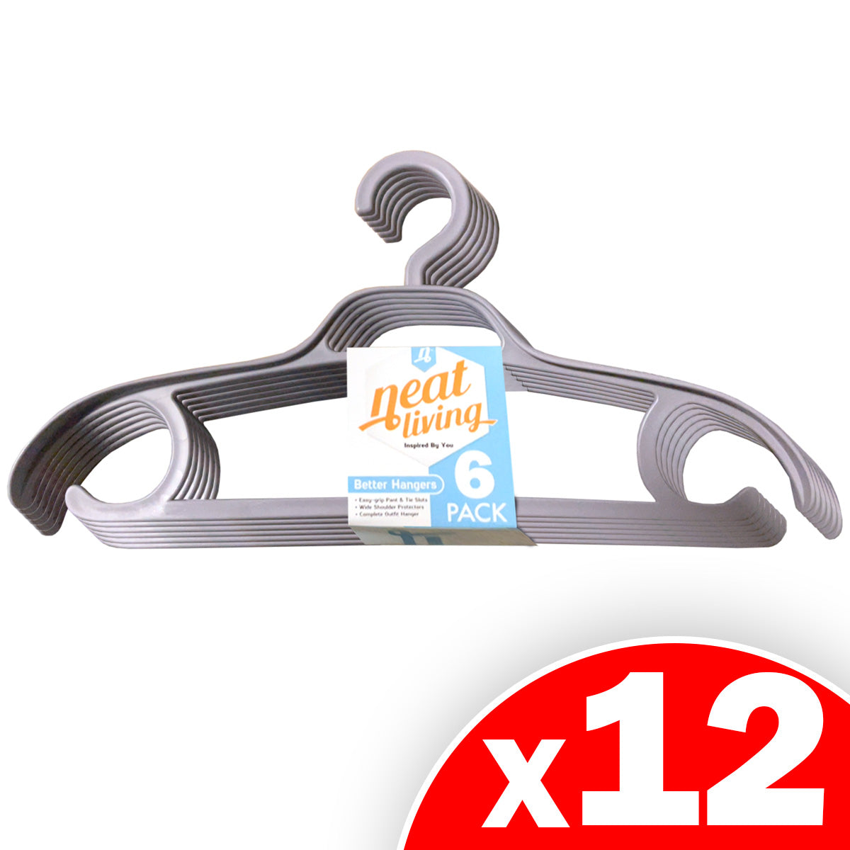 Clothes Hanger with Hooks, 12 Packs of 6
