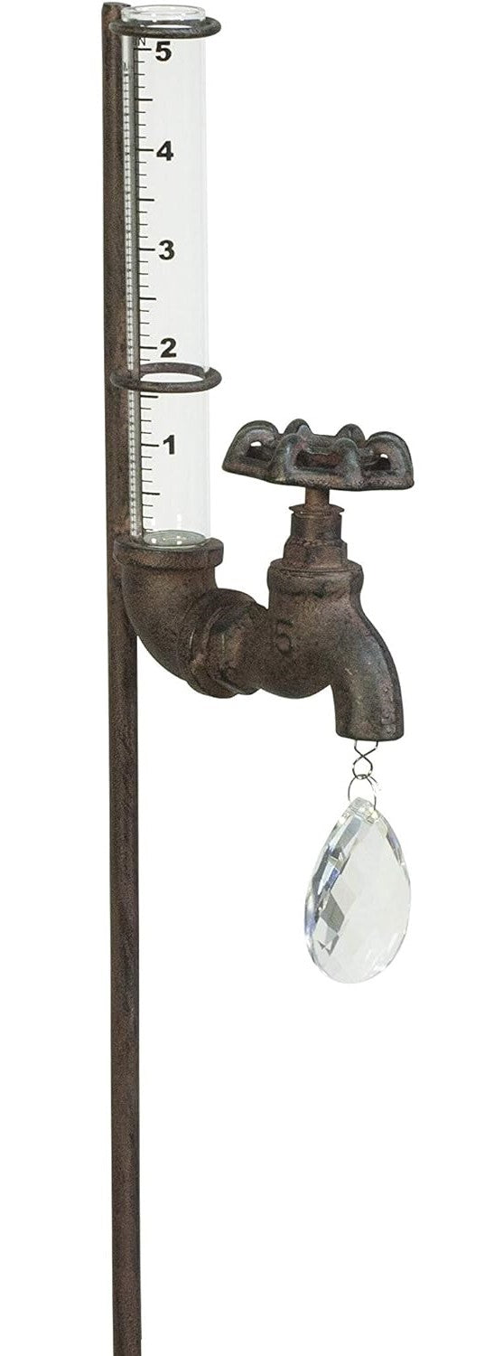 Rain Gauges 5-Inch Capacity with Faucet & Glass Water Drop