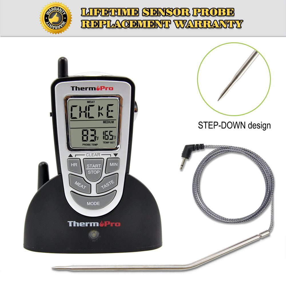 ThermoPro TP09 Electric Wireless Remote Digital Food Cooking Meat BBQ Grill Oven Smoker Thermometer / Timer, 300 Feet Range