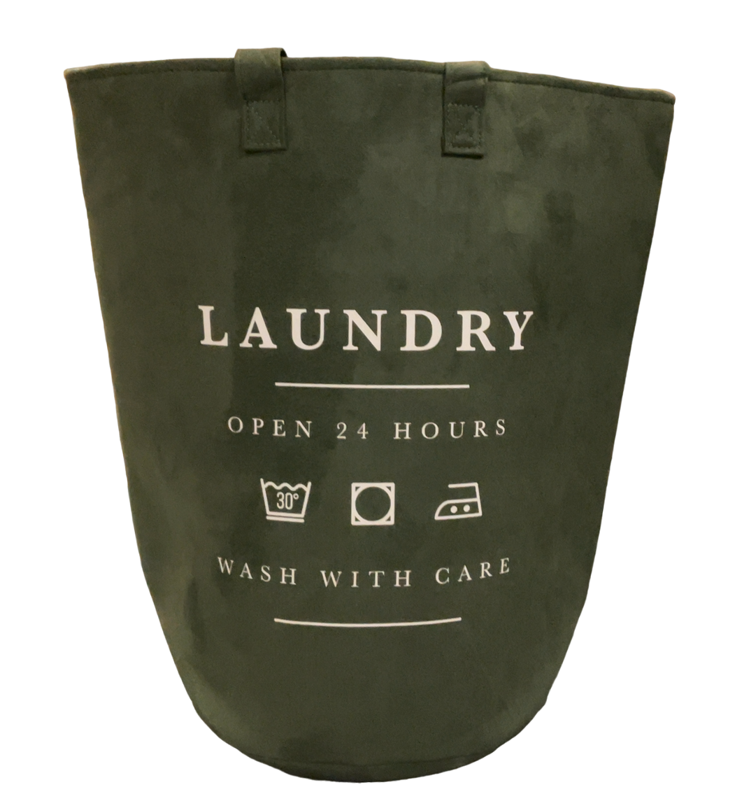 Suede Laundry Bag with Handles and Drawstring Closure