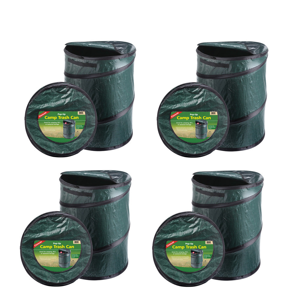 Coghlan's Camping Pop Up Trash Can Lightweight & Handy Spring Loaded Just Unzip, 4 Pack