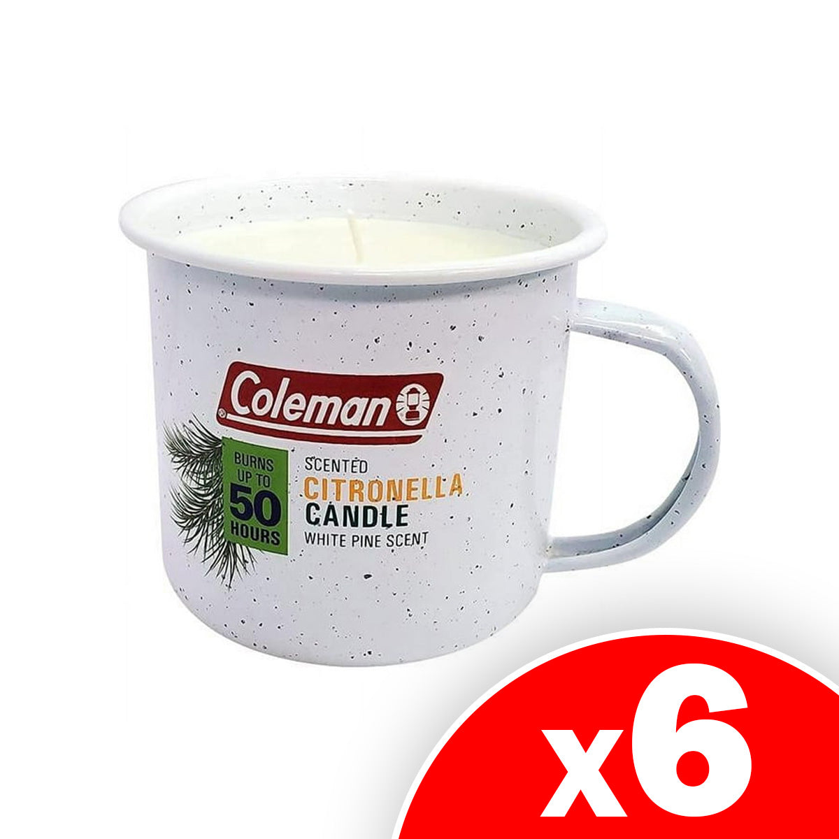 Coleman Scented Outdoor Citronella Candle in Tin Mug Up to 50h Burn Time, 6 Pack