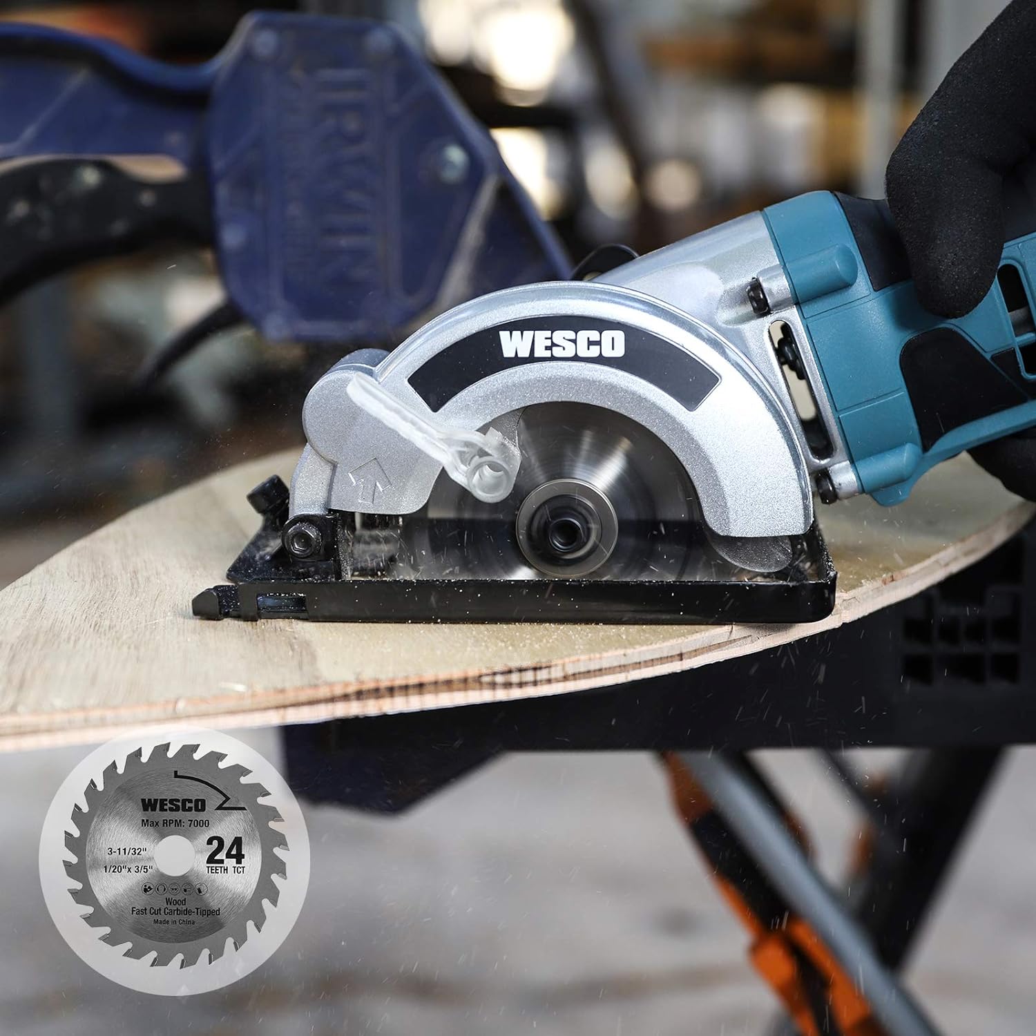 WESCO 3-3/8" Compact Circular Saw Blade Set, Arbor Size:3/5", Pack of 3-Pieces TCT/HSS/Diamond Saw Blades WS9801 for Worx WX420L & WX523L WESCO WS2978U 85mm Blade Set for Mini Saw
