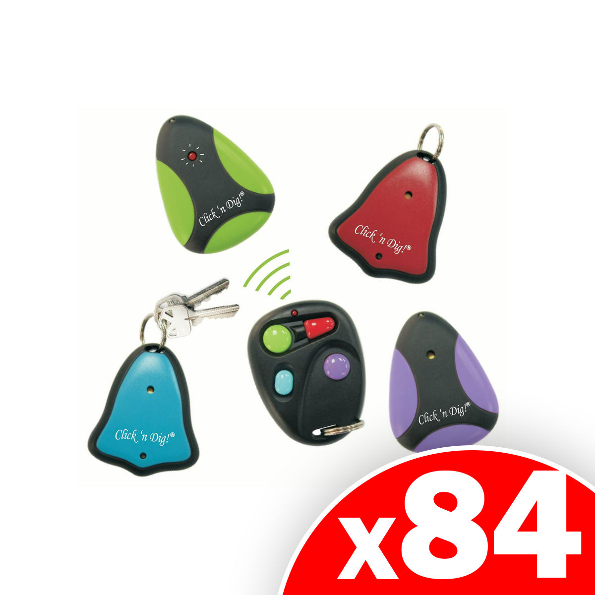ClicknDig Click 'n Dig Model E4 Radio Frequency Electronic Key Finder, 4 Receivers