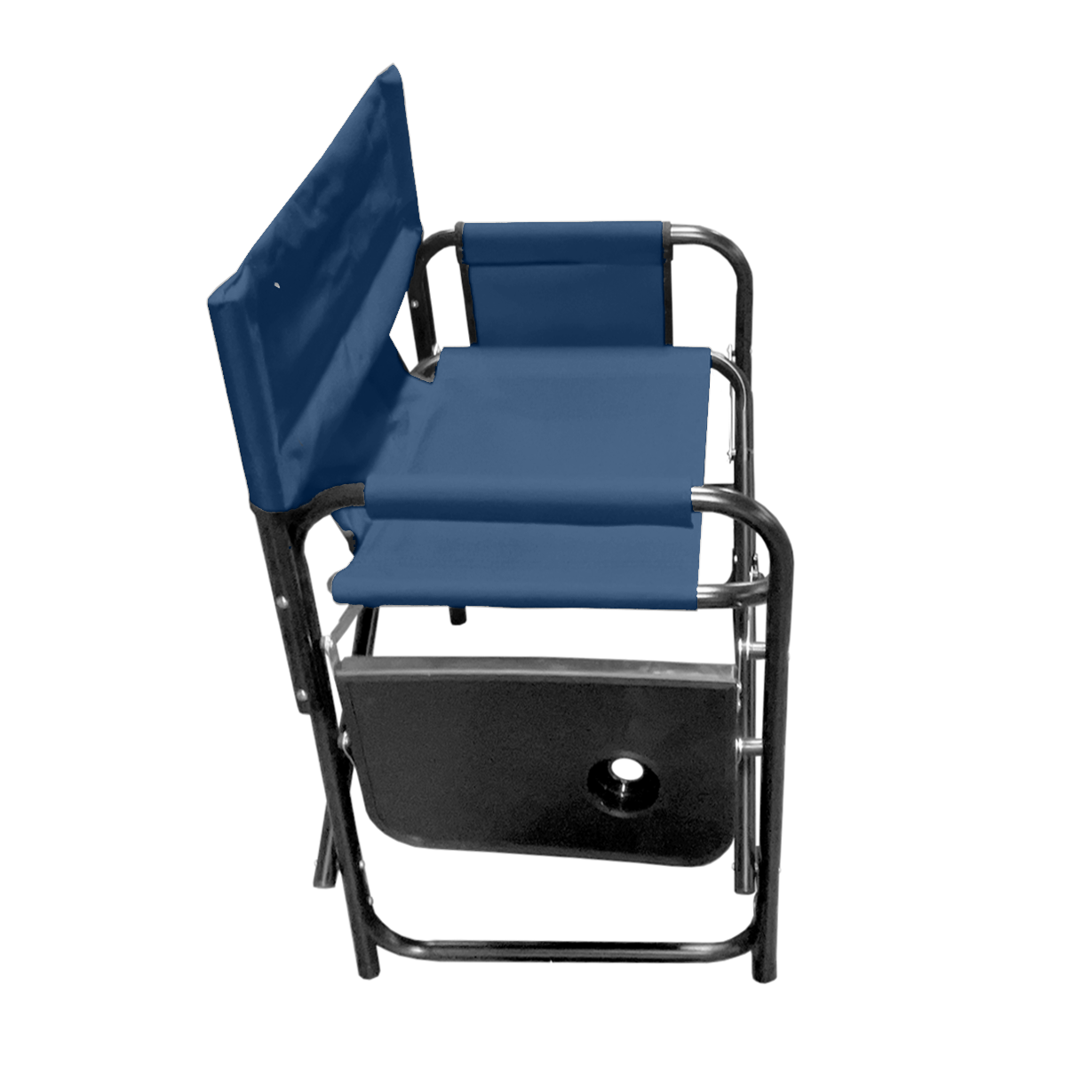 Folding Directors Chair Outdoor Camping Chair with Side Table & Pockets, Blue