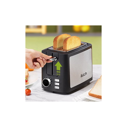 IKICH Toaster Modern 2 Slice Stainless Steel Toaster with Extra-Wide Slots, LCD Screen, 9 Settings