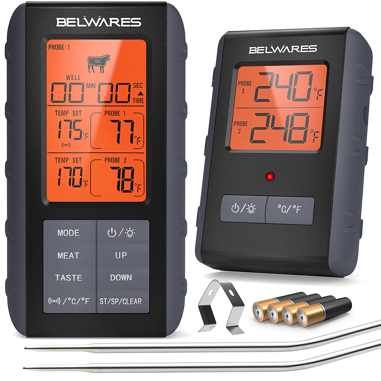 Meat Thermometer with LCD Screen for Grill with Dual Probes By Belwares