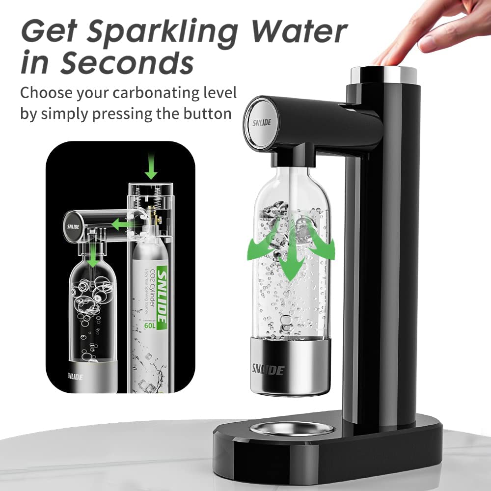 SNLIDE Soda Water Machine with 1000ML Bottle, DIY Stickers and One 60L CO2 Exchange Carbonator